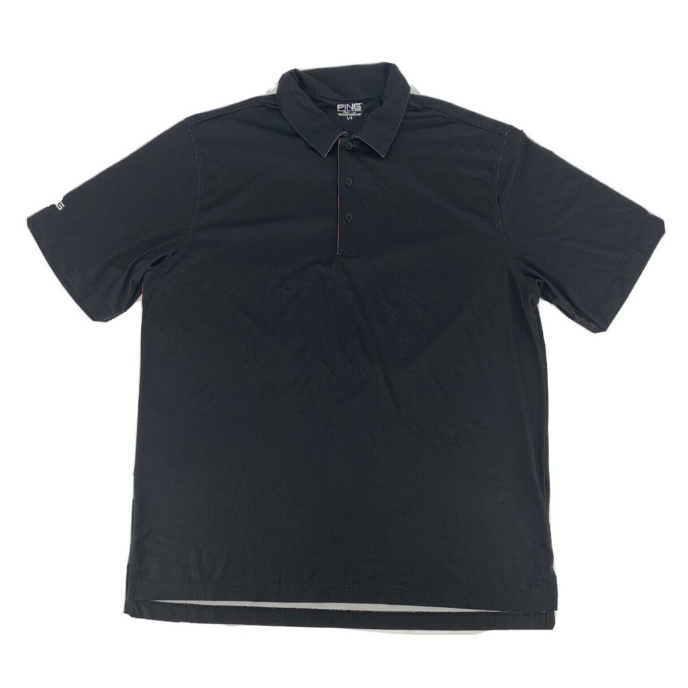 Men's Ping Performance Golf Short‎ Sleeve Polo Shirt Black Colorblock L